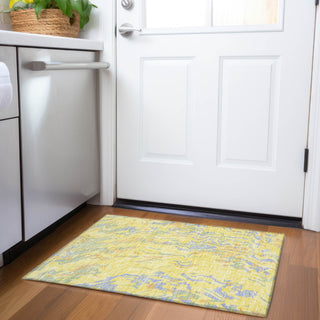 Piper Looms Mayfield Swirls AMF1038 Yellow Machine Washable Area Rug Scatter Lifestyle Image Feature