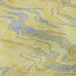 Piper Looms Mayfield Swirls AMF1038 Yellow Machine Washable Area Rug Swatch Image