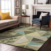 Piper Looms Mayfield Geometric AMF1039 Aloe Machine Washable Area Rug Lifestyle Image Feature