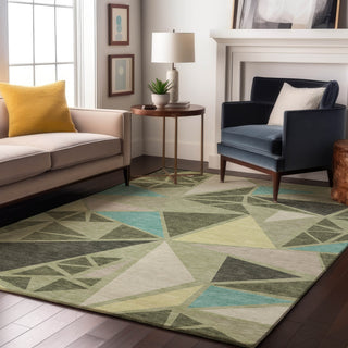 Piper Looms Mayfield Geometric AMF1039 Aloe Machine Washable Area Rug Lifestyle Image Feature
