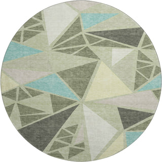 Piper Looms Mayfield Geometric AMF1039 Aloe Machine Washable Area Rug Round Main Image
