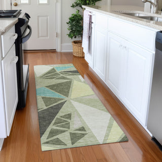 Piper Looms Mayfield Geometric AMF1039 Aloe Machine Washable Area Rug Runner Lifestyle Image Feature