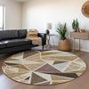 Piper Looms Mayfield Geometric AMF1039 Beige Machine Washable Area Rug Round Lifestyle Image Feature