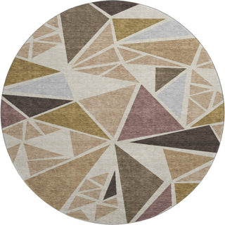Piper Looms Mayfield Geometric AMF1039 Beige Machine Washable Area Rug Round Main Image