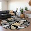 Piper Looms Mayfield Geometric AMF1039 Black Machine Washable Area Rug Round Lifestyle Image Feature