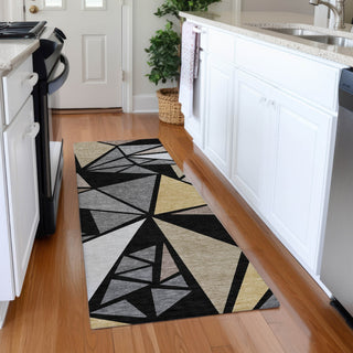Piper Looms Mayfield Geometric AMF1039 Black Machine Washable Area Rug Runner Lifestyle Image Feature