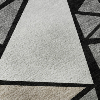 Piper Looms Mayfield Geometric AMF1039 Black Machine Washable Area Rug Swatch Image