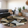 Piper Looms Mayfield Geometric AMF1039 Brown Machine Washable Area Rug Round Lifestyle Image Feature