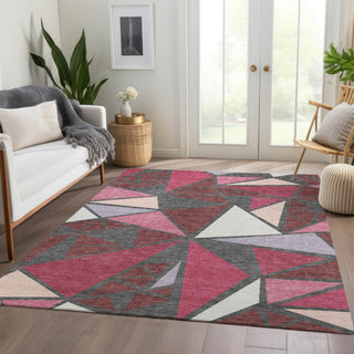 Piper Looms Mayfield Geometric AMF1039 Burgundy Machine Washable Area Rug Lifestyle Image Feature