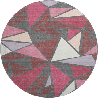 Piper Looms Mayfield Geometric AMF1039 Burgundy Machine Washable Area Rug Round Main Image