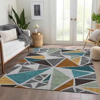 Piper Looms Mayfield Geometric AMF1039 Gray Machine Washable Area Rug Lifestyle Image Feature