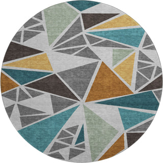 Piper Looms Mayfield Geometric AMF1039 Gray Machine Washable Area Rug Round Main Image