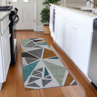 Piper Looms Mayfield Geometric AMF1039 Gray Machine Washable Area Rug Runner Lifestyle Image Feature