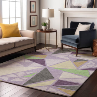 Piper Looms Mayfield Geometric AMF1039 Lavender Machine Washable Area Rug Lifestyle Image Feature