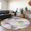 Piper Looms Mayfield Geometric AMF1039 Lavender Machine Washable Area Rug Round Lifestyle Image Feature