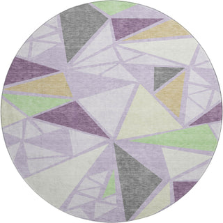 Piper Looms Mayfield Geometric AMF1039 Lavender Machine Washable Area Rug Round Main Image