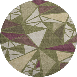 Piper Looms Mayfield Geometric AMF1039 Olive Machine Washable Area Rug Round Main Image