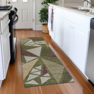 Piper Looms Mayfield Geometric AMF1039 Olive Machine Washable Area Rug Runner Lifestyle Image Feature