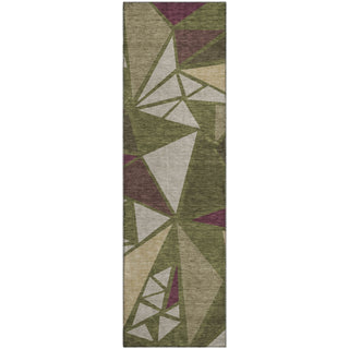 Piper Looms Mayfield Geometric AMF1039 Olive Machine Washable Area Rug Runner Main Image