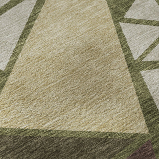 Piper Looms Mayfield Geometric AMF1039 Olive Machine Washable Area Rug Swatch Image