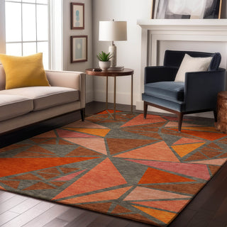 Piper Looms Mayfield Geometric AMF1039 Rust Machine Washable Area Rug Lifestyle Image Feature