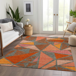 Piper Looms Mayfield Geometric AMF1039 Rust Machine Washable Area Rug Lifestyle Image Feature