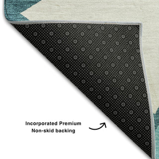 Piper Looms Mayfield Geometric AMF1039 Teal Machine Washable Area Rug Backing Image