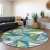 Piper Looms Mayfield Geometric AMF1039 Teal Machine Washable Area Rug Round Lifestyle Image Feature
