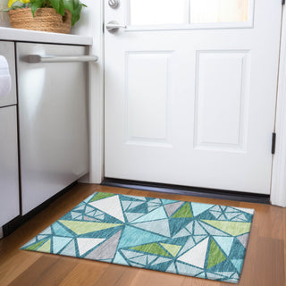Piper Looms Mayfield Geometric AMF1039 Teal Machine Washable Area Rug Scatter Lifestyle Image Feature