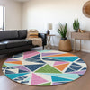 Piper Looms Mayfield Geometric AMF1039 White Machine Washable Area Rug Round Lifestyle Image Feature