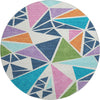 Piper Looms Mayfield Geometric AMF1039 White Machine Washable Area Rug Round Main Image