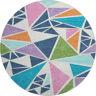 Piper Looms Mayfield Geometric AMF1039 White Machine Washable Area Rug Round Main Image