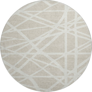 Piper Looms Mayfield Geometric AMF1040 Beige Machine Washable Area Rug Round Main Image