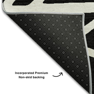 Piper Looms Mayfield Geometric AMF1040 Black Machine Washable Area Rug Backing Image