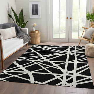 Piper Looms Mayfield Geometric AMF1040 Black Machine Washable Area Rug Lifestyle Image Feature