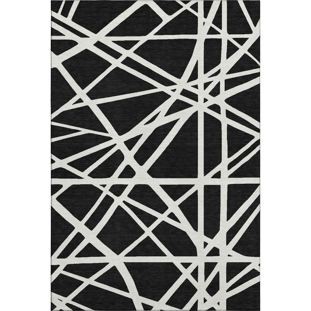Piper Looms Mayfield Geometric AMF1040 Black Machine Washable Area Rug main image