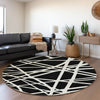 Piper Looms Mayfield Geometric AMF1040 Black Machine Washable Area Rug Round Lifestyle Image Feature