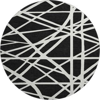 Piper Looms Mayfield Geometric AMF1040 Black Machine Washable Area Rug Round Main Image
