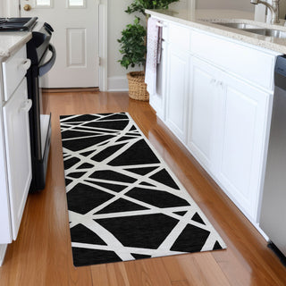 Piper Looms Mayfield Geometric AMF1040 Black Machine Washable Area Rug Runner Lifestyle Image Feature