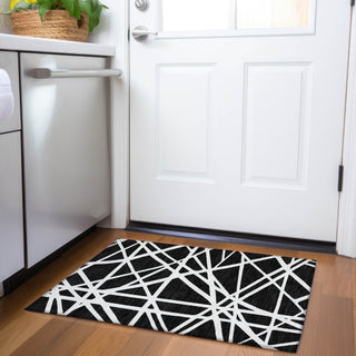 Piper Looms Mayfield Geometric AMF1040 Black Machine Washable Area Rug Scatter Lifestyle Image Feature