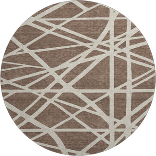 Piper Looms Mayfield Geometric AMF1040 Brown Machine Washable Area Rug Round Main Image