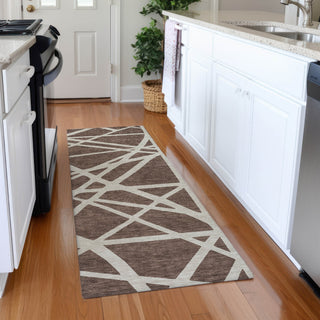 Piper Looms Mayfield Geometric AMF1040 Brown Machine Washable Area Rug Runner Lifestyle Image Feature