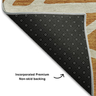 Piper Looms Mayfield Geometric AMF1040 Copper Machine Washable Area Rug Backing Image