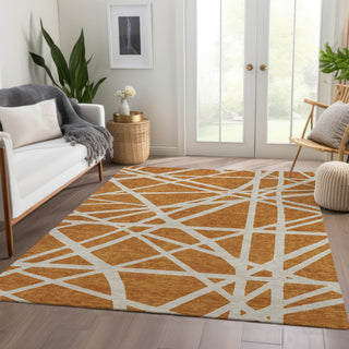 Piper Looms Mayfield Geometric AMF1040 Copper Machine Washable Area Rug Lifestyle Image Feature