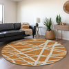 Piper Looms Mayfield Geometric AMF1040 Copper Machine Washable Area Rug Round Lifestyle Image Feature