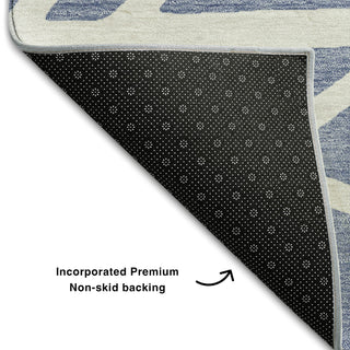 Piper Looms Mayfield Geometric AMF1040 Denim Machine Washable Area Rug Backing Image