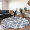 Piper Looms Mayfield Geometric AMF1040 Denim Machine Washable Area Rug Round Lifestyle Image Feature