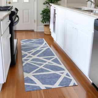 Piper Looms Mayfield Geometric AMF1040 Denim Machine Washable Area Rug Runner Lifestyle Image Feature