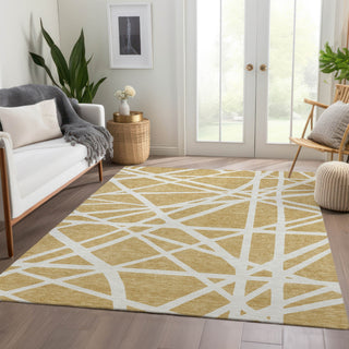 Piper Looms Mayfield Geometric AMF1040 Gold Machine Washable Area Rug Lifestyle Image Feature