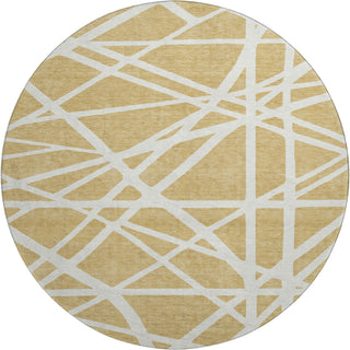 Piper Looms Mayfield Geometric AMF1040 Gold Machine Washable Area Rug Round Main Image